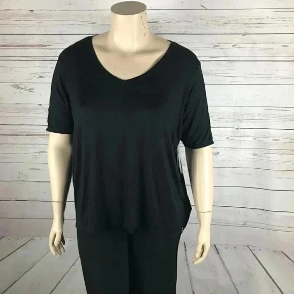 MARC NEW YORK Performance Plus Lace-Up Sleeve Soft Jersey T-shirt, Black NWT 1X - Picture 6 of 6
